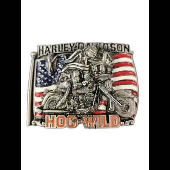 Harley-Davidson Motorcycle USA Vintage HOG WILD Belt Buckle 1993 USA Genuine